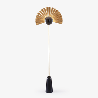 Gilded Fan Floor Lamp-Neutral Decor