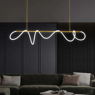 Tirixen Suspension Courbe/linéaire LED Postmoderne. Métal. Or/Noir. Salon-Luire