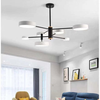 Arisha Suspension Ronde/Linéaire Moderne, Métal/Bois, Doré/Blanc/Gris, Salon