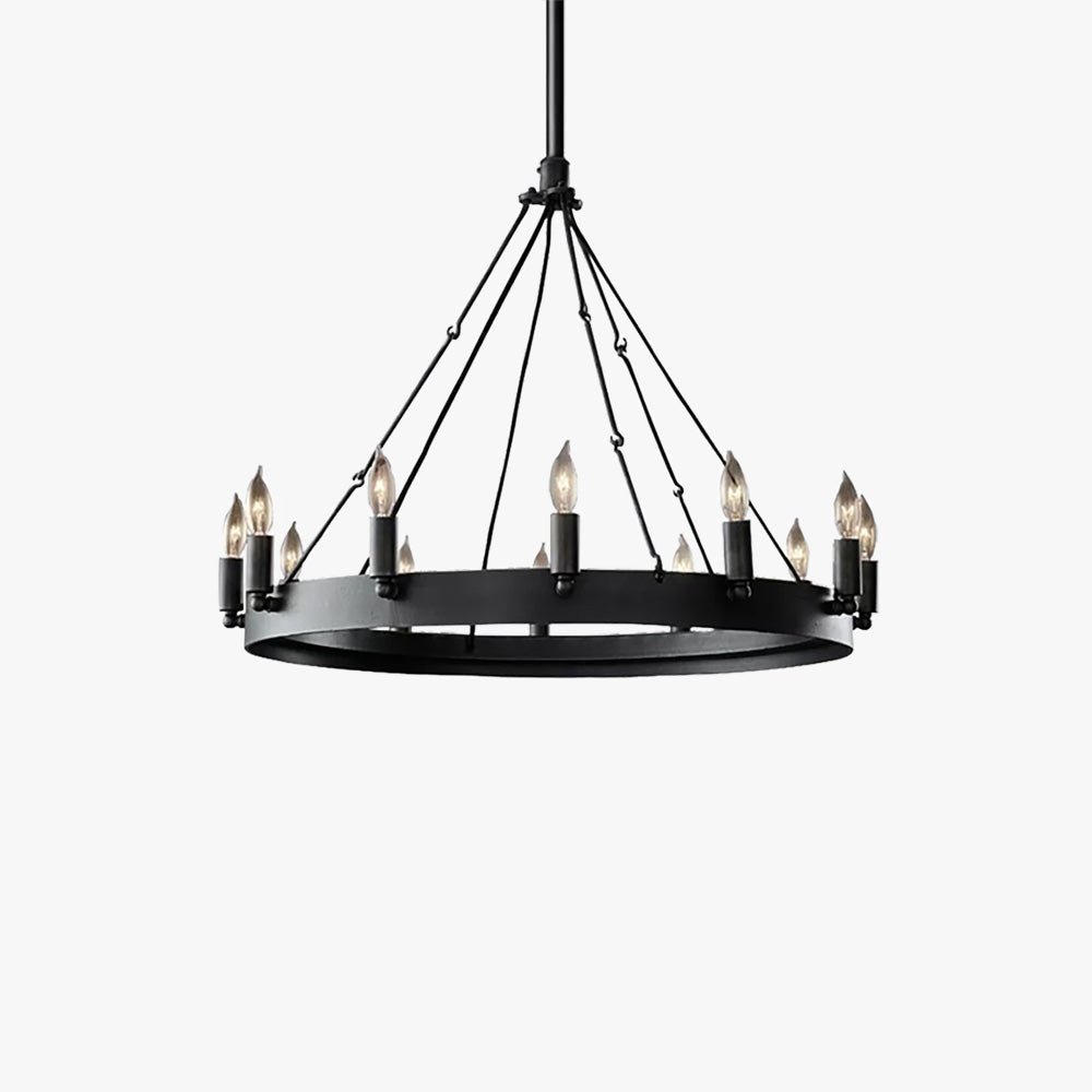 Silva Ronde Industrielle LED Suspension  Noir Métal Chambre à coucher