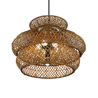 Ritta Vintage LED Suspension Marron Rotin Salon Chambre à coucher