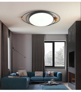 Arisha Plafonnier Rond Moderne, Metal/Bois, Blanc/Noir/Gris/Vert/Bleu, Salon