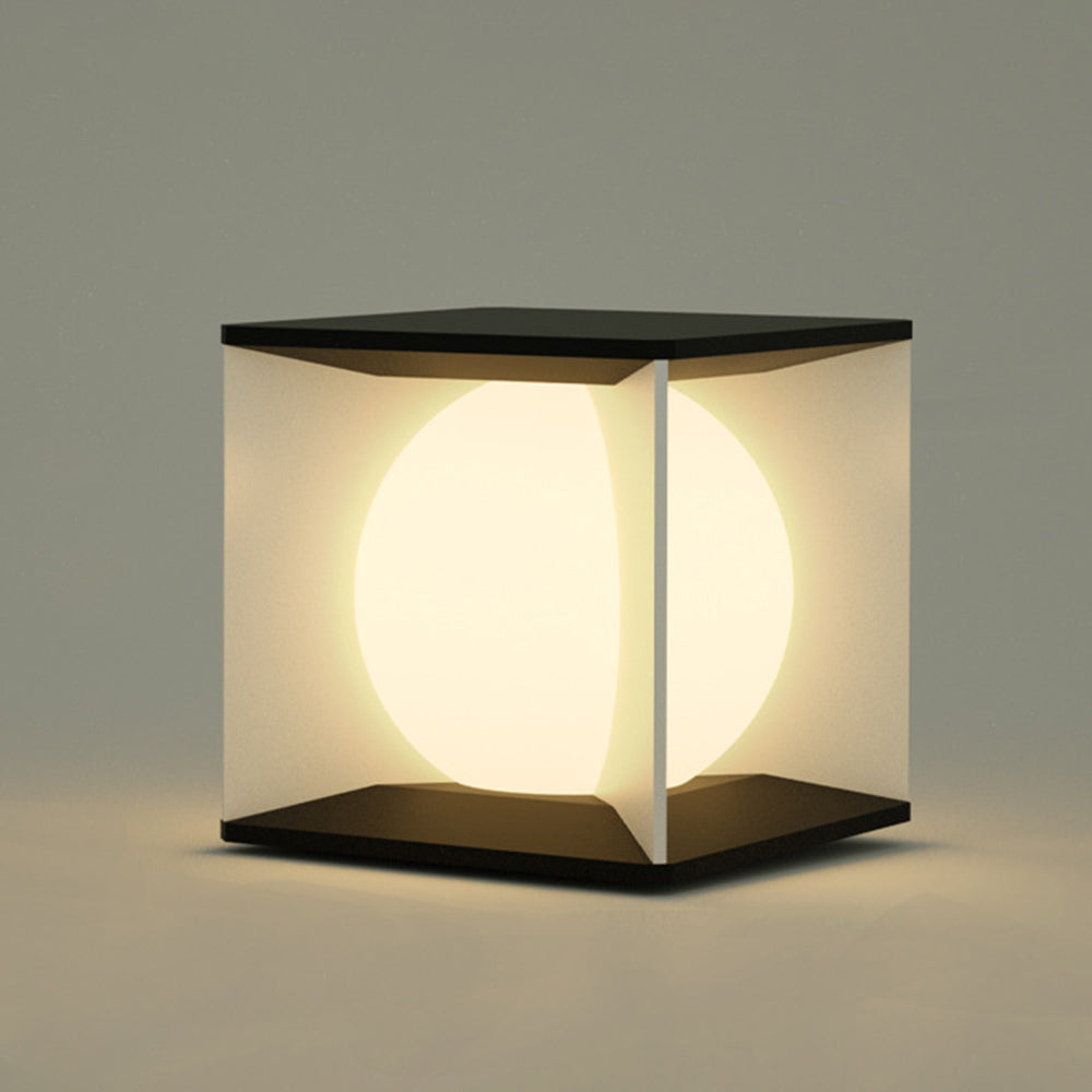 Aria Lampe de Poteau Lune Moderne, Métal/Acrylique, Noir, Cour