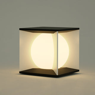 Aria Lampe de Poteau Lune Moderne, Métal/Acrylique, Noir, Cour