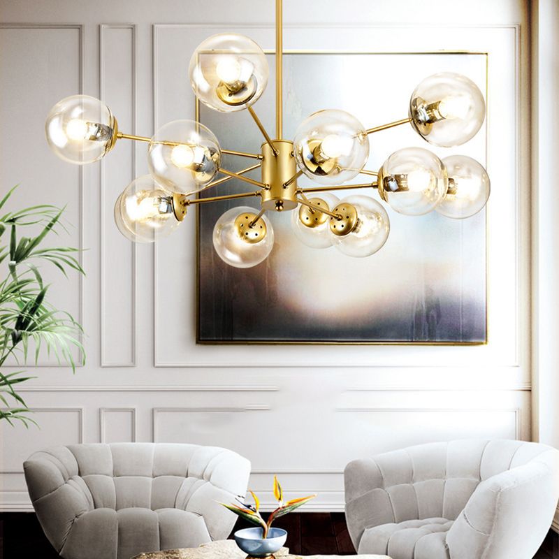 Valentina Suspension Multi Retro, Metal/Verre, Noir/Or, Salon