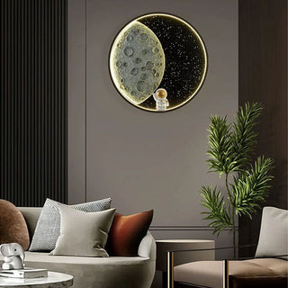 Aria Applique Murale Astronaute Rounde Lune, Métal, Chambre/Salon