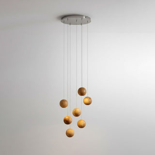Wooden Orb Sphere Cluster Pendant Light-Neutral Decor