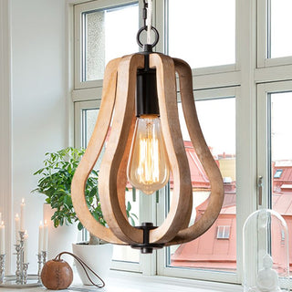 Silva Sphère Vintage LED Suspension Métal Bois Salon Salle à manger
