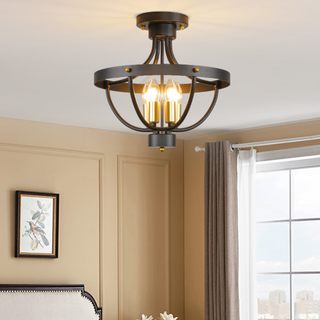 Silva Vintage LED Suspension Noir Métal Salon/Chambre à Coucher