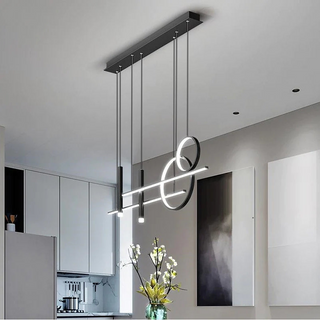 Arisha Suspension Linéaire Moderne, Métal/Acrylique/Gel de Silice, Noir/Doré,Salon
