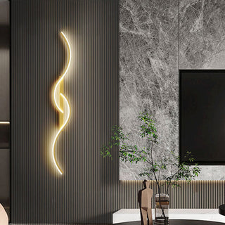 Rorel Applique Murale Vague Design Moderne Noir/Or Salon-Luire