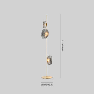 Avi Design Lampadaire Fleur Nordique Métal/Verre Noir/Or/Gris Chambre/Salon