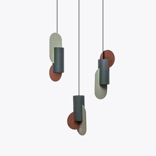 Valentina Lustre Rond/Cylindre Moderne, Métal, Vert/Brun, Chambre à Coucher
