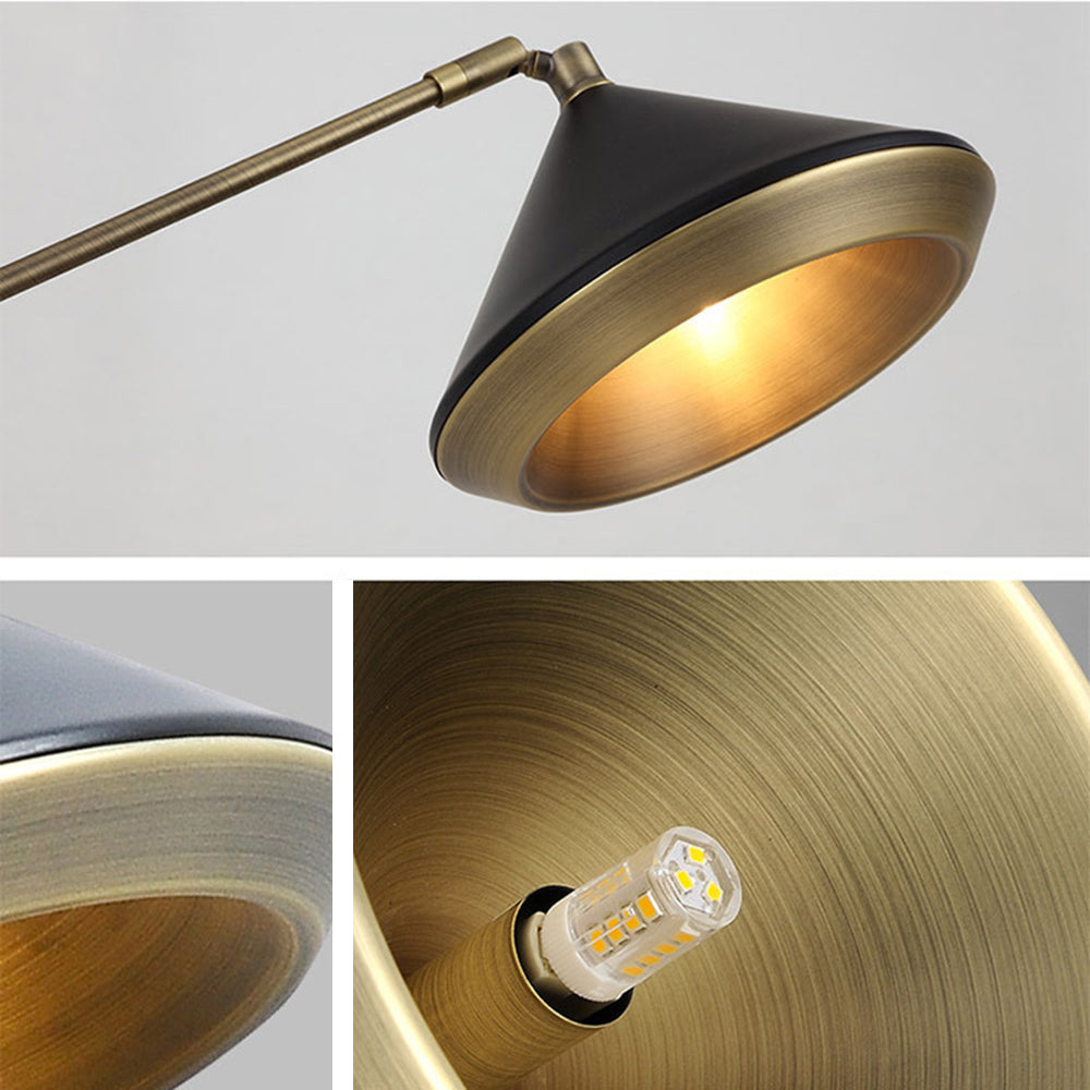 Arisha Design Lampadaire Dôme Vintage Métal Noir/Laiton Salon/Chambre