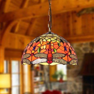 Tiffany Vintage Art LED Suspension Verre Chambre À Coucher