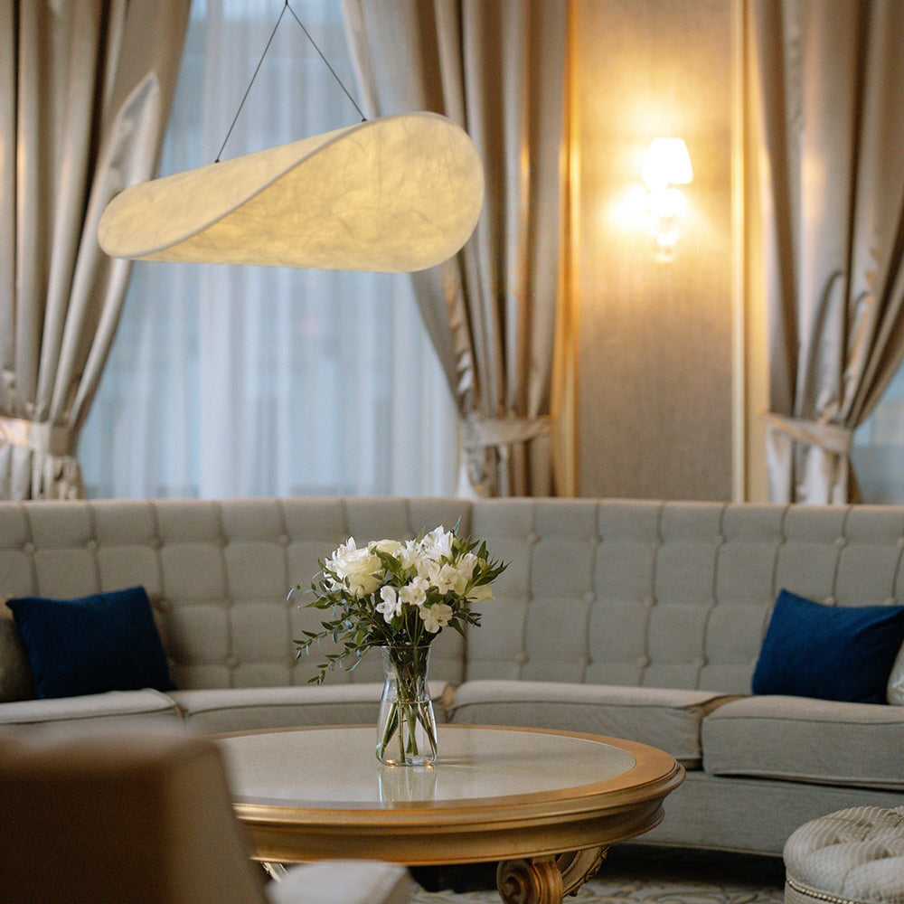 Evelor Suspension Géométrique Moderne Soie Blanc Salon-Cielum
