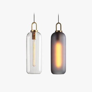 Valentina Luminaires Suspensions Cylindre Moderne Métal/Verre Gris Fumé/Clair Salon/Bureau