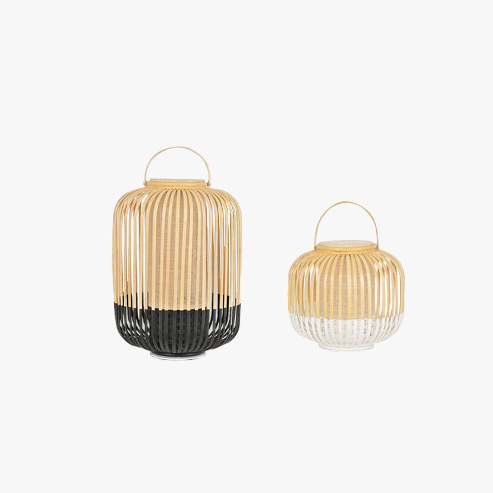 Ritta Vintage LED Lampadaire Noir/Blanc Bambou/Acrylique Extérieur