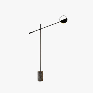 Mira Lampadaire Linéaire/Hémicycle Minimaliste Métal/Terrazzo Noir/Doré Salon