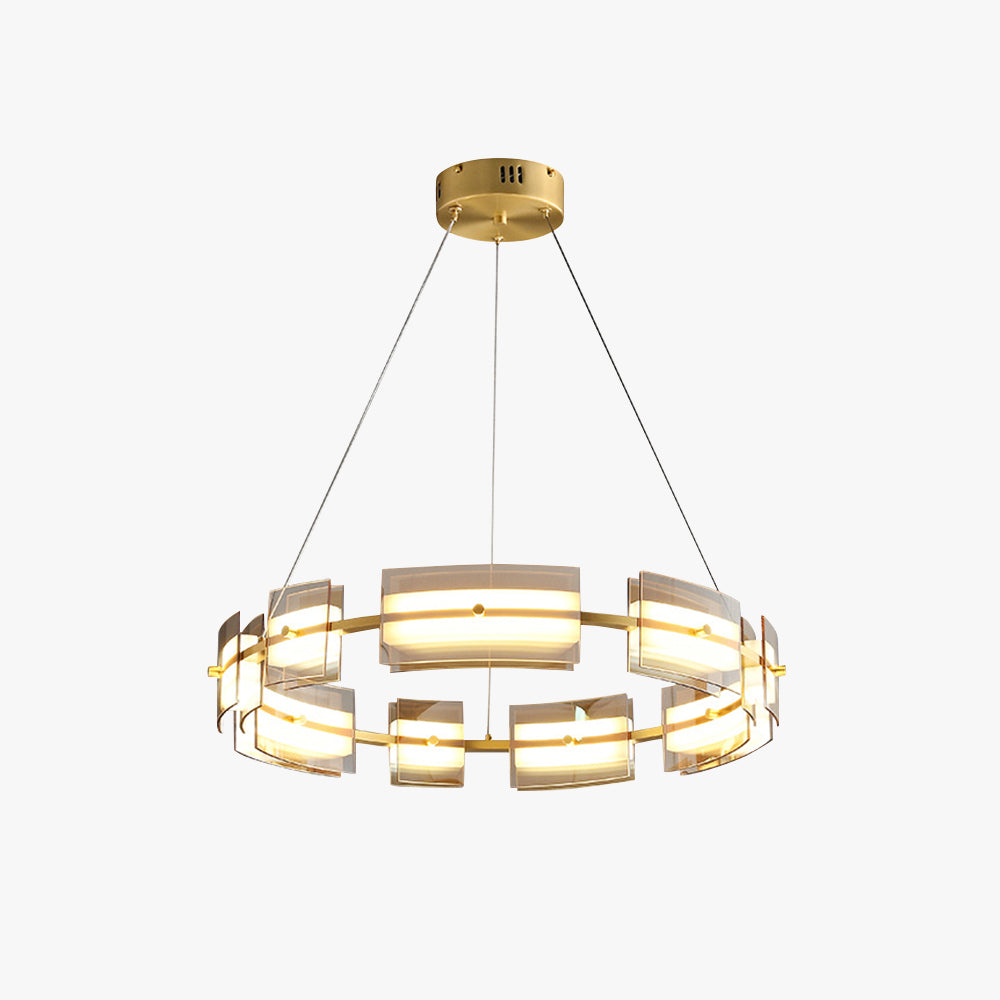 Arisha Suspension Anneau Simple, Cuivre/Verre, Noir/Or, Salon/Chambre