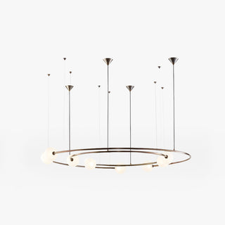Valentina Suspension Anneau Moderne, Métal/Verre, Noir/Doré, Salon