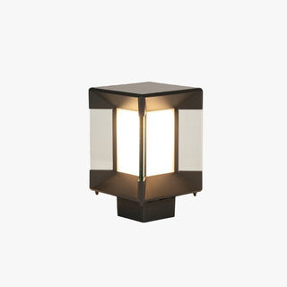 Ray Lampe de Poteau Rectangulaire Moderne, Métal/Verre, Noir/Or, Balcon