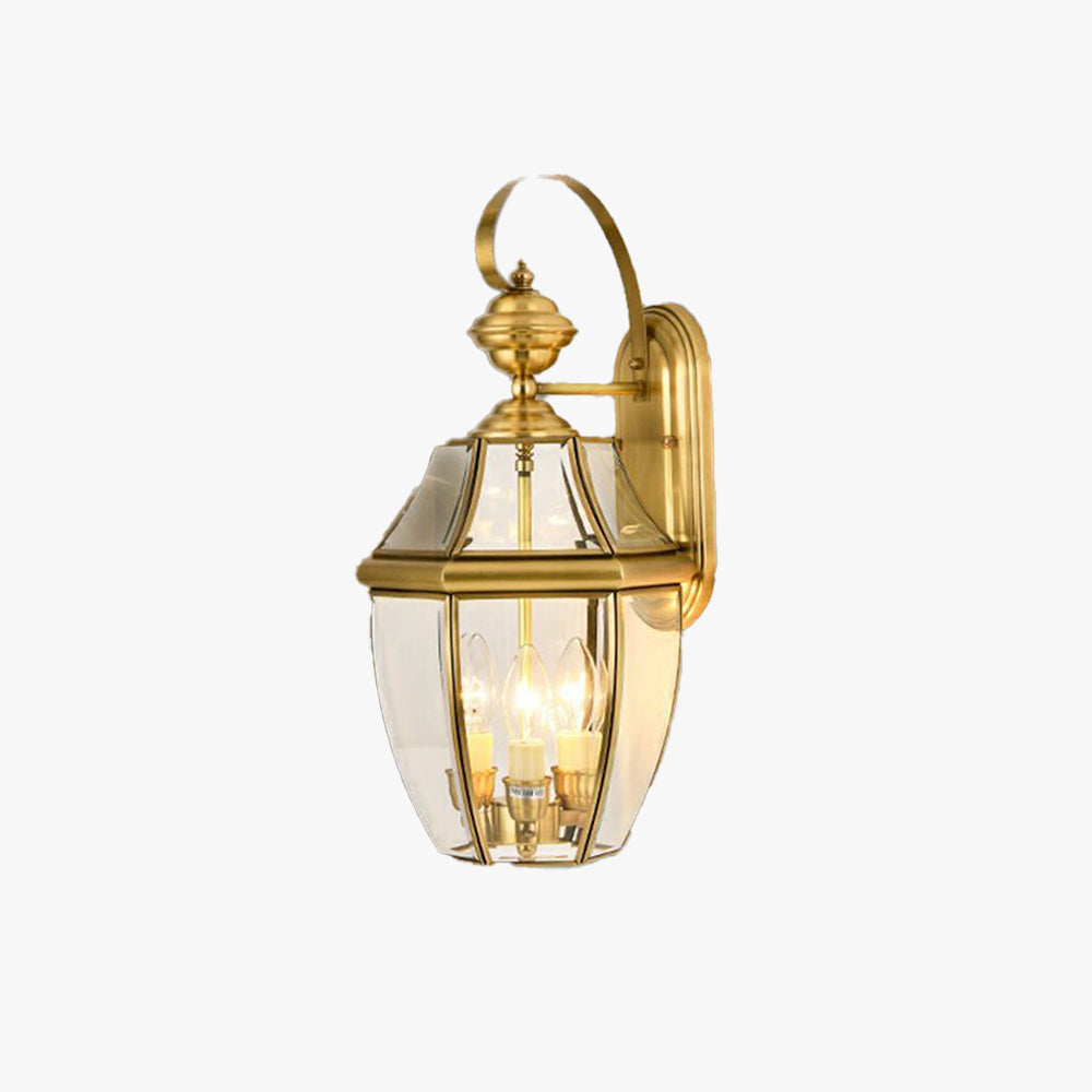 Silva Applique Murale Extérieur Lanterne Vintage, Verre/Métal, Laiton, Cour