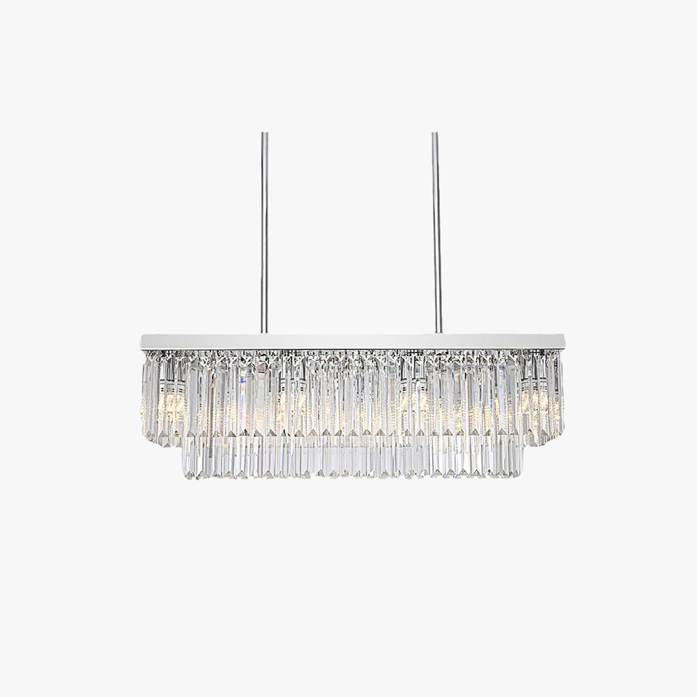 Kristy Design Luminaires Suspensions Rectangulaire Contemporain Métal/Cristal Blanc Salle à Manger/Salon