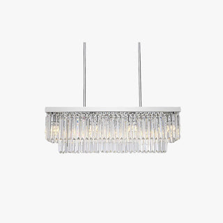 Kristy Design Luminaires Suspensions Rectangulaire Contemporain Métal/Cristal Blanc Salle à Manger/Salon