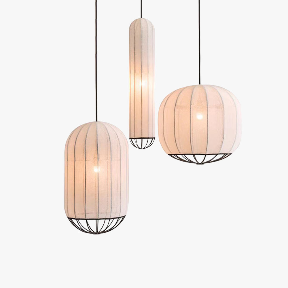 Ritta Suspension Vintage, Métal/Tissu, Blanc/Noir, Salon