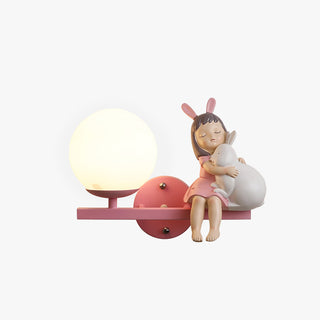 Aria Applique Murale Boule Moderne, Métal/Verre, Rose/Blanc, Chambre d'enfants