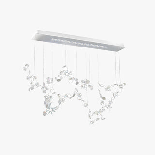 Olivia Supension Irrégulière Moderne, Métal/Cristal, Argent, Salle à Manger