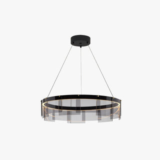 Arisha Suspension Anneau Moderne, Métal/Verre, Noir, Chambre à Coucher/Salon