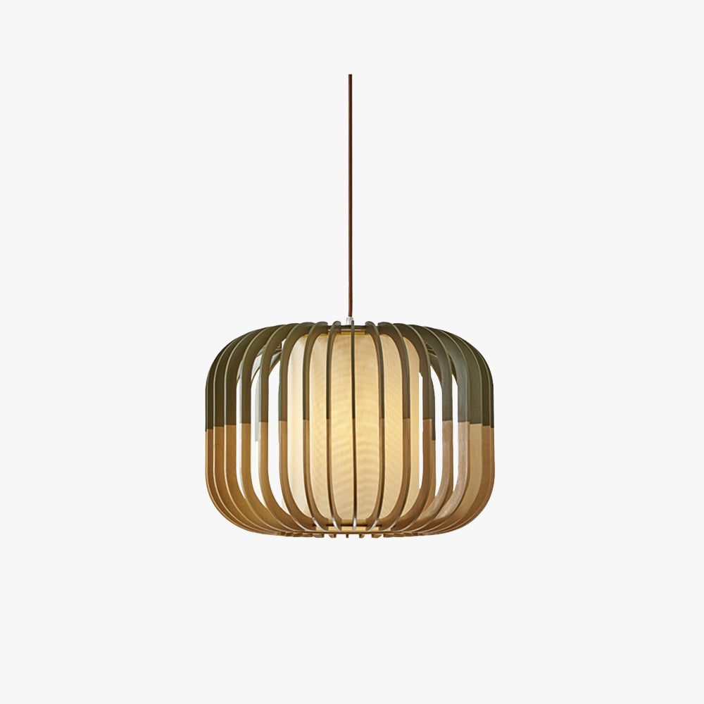 Muto Suspension cylindre Rustique, Bois/Tissu, Vert/Marron, Chamber à Coucher
