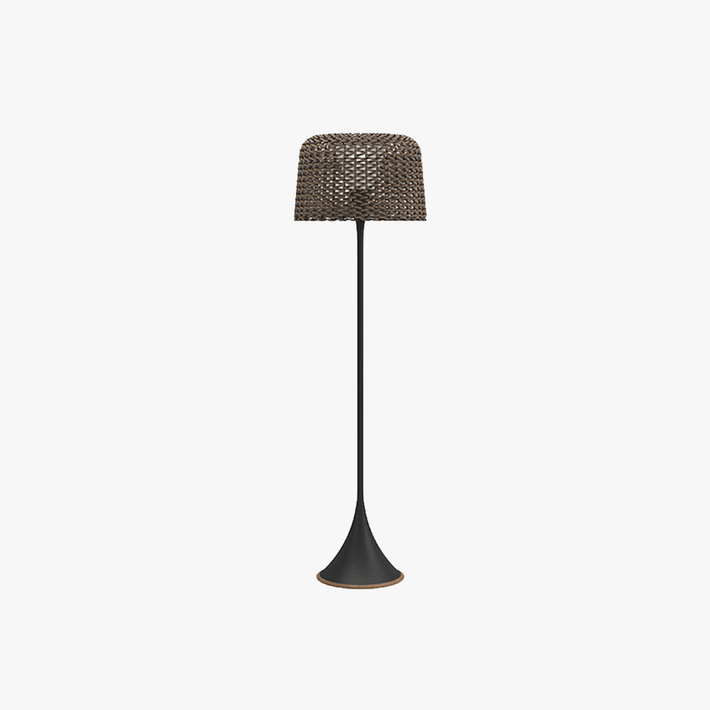 Ritta Lampadaire Cylindre Naturel, Métal/Rotin, Blanc/Noir, Balcon