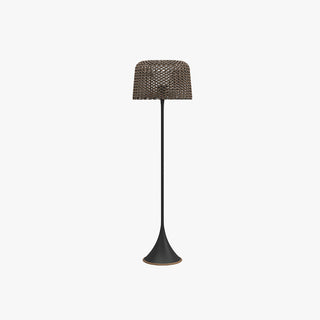 Ritta Lampadaire Cylindre Naturel, Métal/Rotin, Blanc/Noir, Balcon