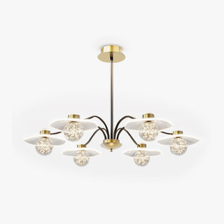 Arisha Suspension Multi Transitionnel, Métal/Acrylique/Verre, Doré, Salon/Chambre à Coucher