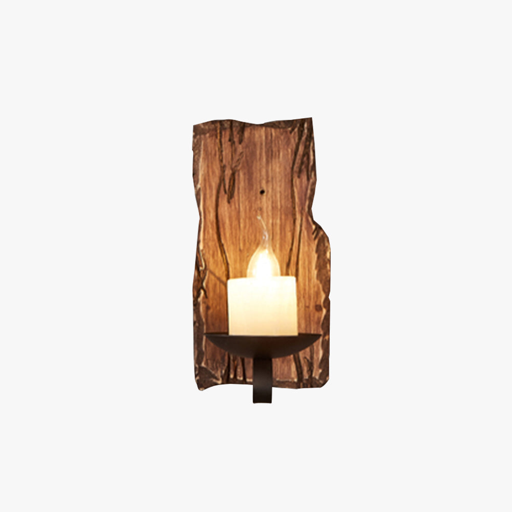 Epoch, Applique à Bougie Rectangulaire, Bois et Métal
