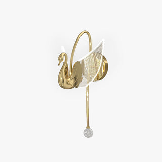 Arisha Applique Murale LED Design Cygne Art Deco Métal/Acrylique Or/Doré Rose Salon/Bureau