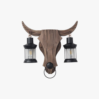 Epoch Applique Murale en Forme de Bulls, 2 Lumières, Bois et Métal