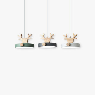 Valentina Suspension Rond Mignon Moderne Métal/Bois Vert/Noir Salle à manger