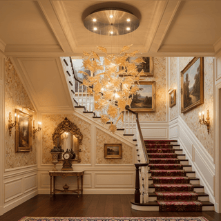 Multicolor Crystal Maple Leaf Chandelier-Neutral Decor