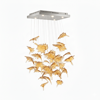 Multicolor Crystal Maple Leaf Chandelier-Neutral Decor