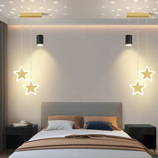 Arisha Luminaires Suspension à Projection de Lune étoile Or/Noir Métal Chambre à coucher/Bar