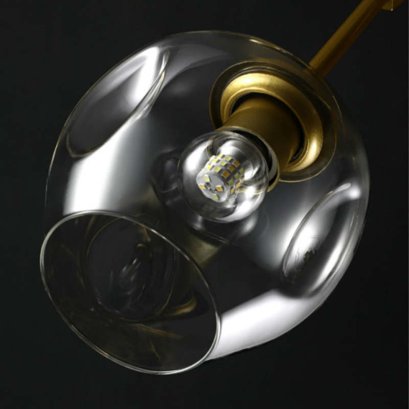 Valentina Suspension Multi Retro, Metal/Verre, Noir/Or, Chambre