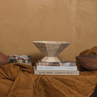 Facet Pedestal Bowl Storage Tray-Neutral Decor