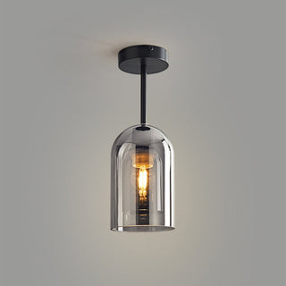 Arisha Plafonnier Cylindre Moderne, Cuivre/Verre, Cognac/Gris Fumé, Salon