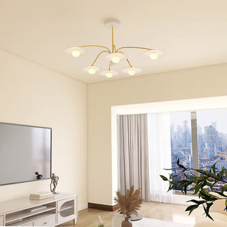 Arisha Suspension Fleur Art Déco,  Métal/Verre, Blanc, Salon