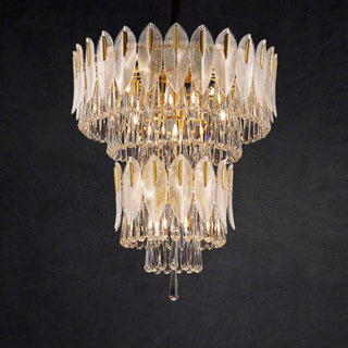 Kristy Lustre Plume Cristal, Métal/Cristal, Doré, Salon