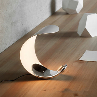 Aria Lampe de Table Lune Moderne, Métal/Acrylique, Blanc, Salon